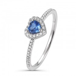 Luvente Sapphire & Diamond Heart Halo Ring