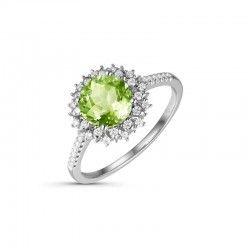 Luvente Peridot & Diamond Flower Ring