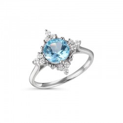 Luvente Blue Topaz & Diamond Ring