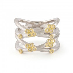 SS/18KY Four Row Diamond Cross Ring