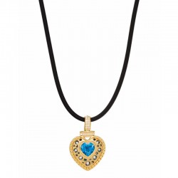 Mirror Collection Clip Top Blue Topaz Heart Pendant