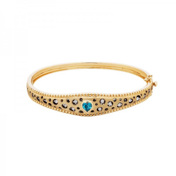 Mirror Collection Blue Topaz Heart Bangle