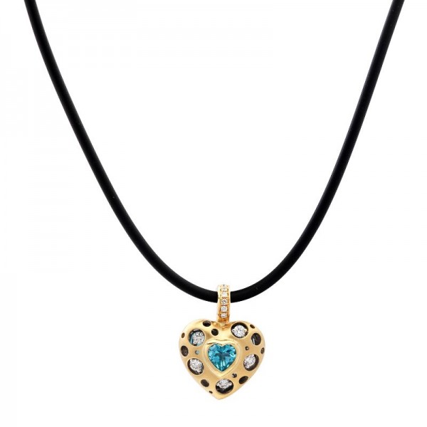 Mirror Collection Blue Topaz Heart Pendant