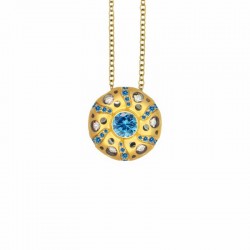 Mirror Collection Blue Topaz Circle Drop Pendant