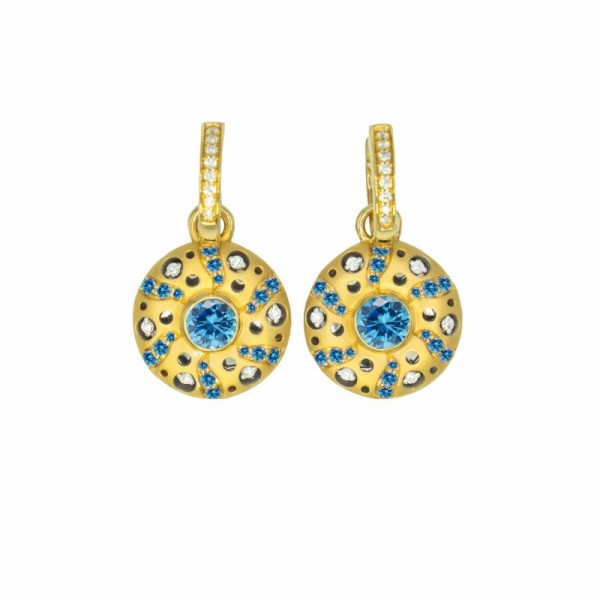 Mirror Collection Blue Topaz Circle Drop Earrings