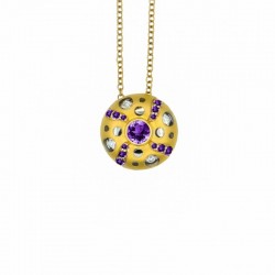 Mirror Collection Amethyst Circle Drop Pendant