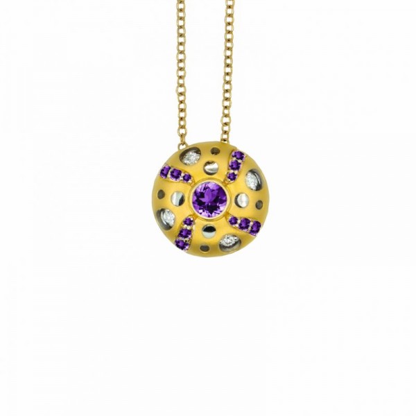 Mirror Collection Amethyst Circle Drop Pendant
