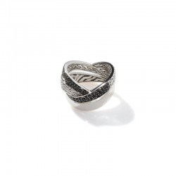 Classic Chain Hammered Silver Twisted Band