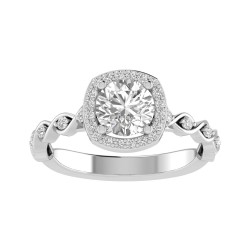 True Romance 14KW Halo Engagement Ring