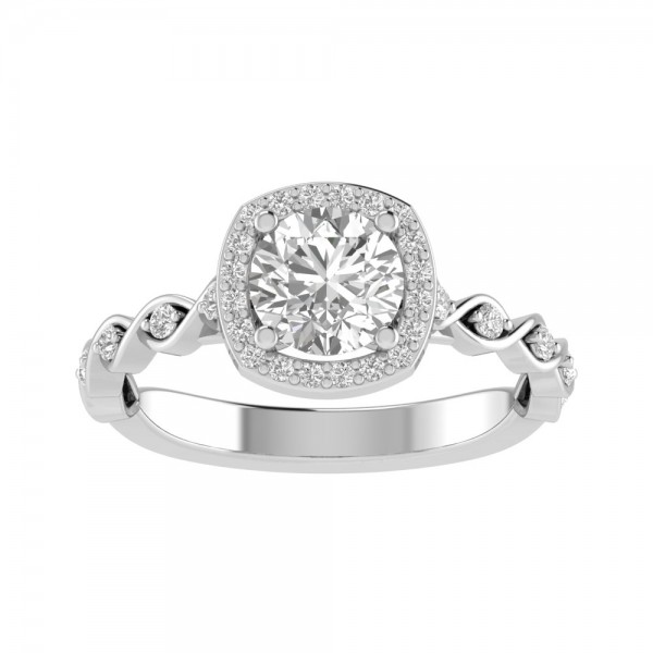 True Romance 14KW Halo Engagement Ring