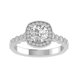 True Romance 14KY Halo Engagement Ring