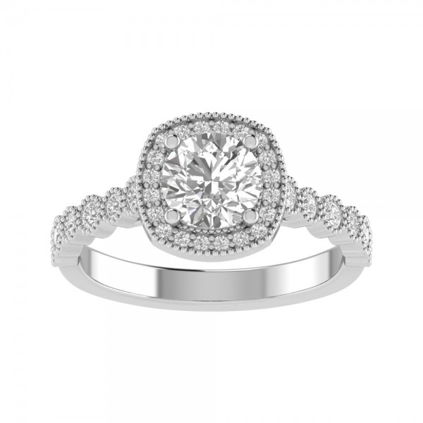 True Romance 14KY Halo Engagement Ring
