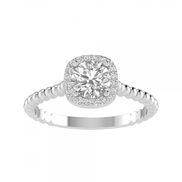 True Romance 14KW Halo Engagement Ring