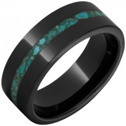 Black Diamond Ceramic™ Pipe Cut Turquoise Inlay Band