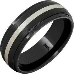 Black Diamond Ceramic™ Domed Silver Inlay Stone Finish Band