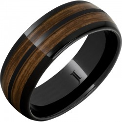 Black Diamond Ceramic™ Domed Aged Bourbon Barrel Inlay Band