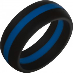 TruBand Silicone™ Domed Black Band with Blue Center