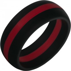 TruBand Silicone™ Domed Black Band with Red Center