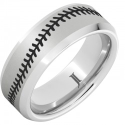 Serinium® Laser Baseball Design Satin Finish Beveled Edge Band