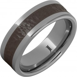 Rugged Tungsten™ Brown Ceramic Hammered Inlay Pipe Cut Band