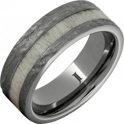 Rugged Tungsten™ Antler Inlay and Bark Finish Flat Band