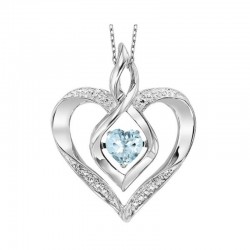 Silver March birthstone heart pendant