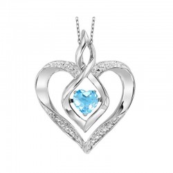 Silver December birthstone heart pendant
