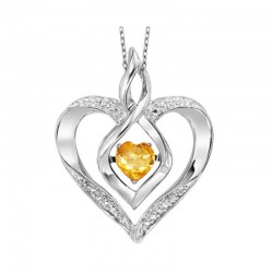 Silver November birthstone heart pendant