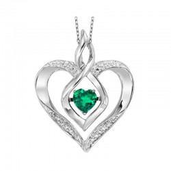 Silver May birthstone heart pendant