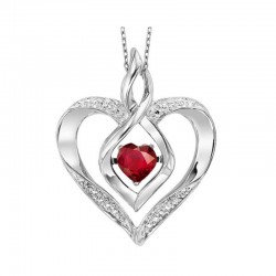 Silver January birthstone heart pendant
