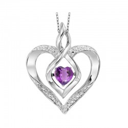 Silver February birthstone heart pendant