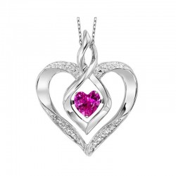 Silver October birthstone heart pendant