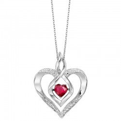 Silver July birthstone heart pendant