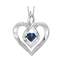 Silver September birthstone heart pendant