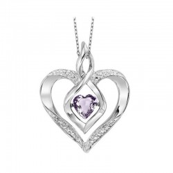 Silver June birthstone heart pendant