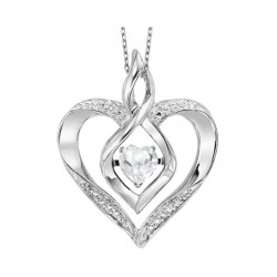 Silver April birthstone heart pendant