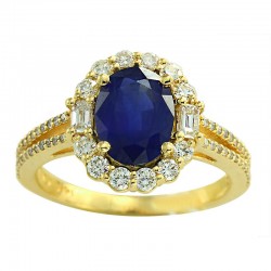 14KY Diamond & Sapphire Ring