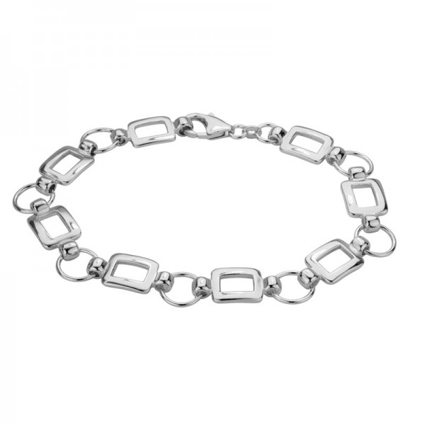 SS Bracelet with Circular & Rectangular Links