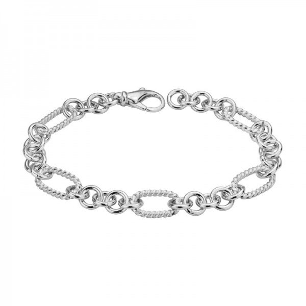 Sterling Silver Oval Rope and Circles Bracelet