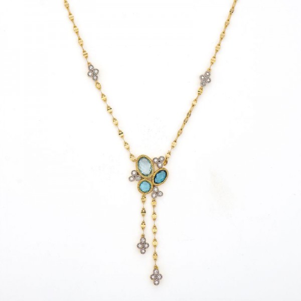 18KY Provence Blue Topaz & Diamond Necklace