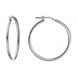 Silver Medium Hoop Round Tube Earrings