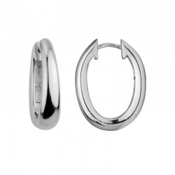 SS Oval Hinged Hoop Earrings