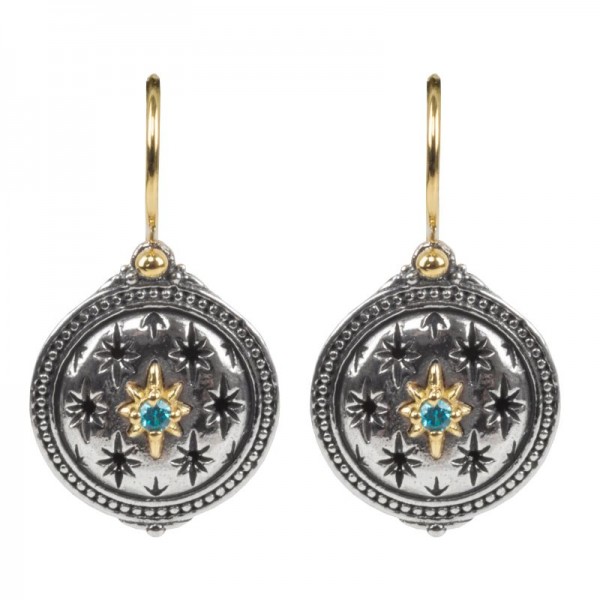 Women's  Astria Collection Silver & 18KY Gold Lone Star Earings