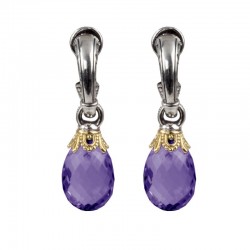 Sterling Silver & 18K Yellow Gold Amethyst Quartz Earrings