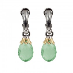 Sterling Silver & 18K Yellow Gold Green Amethyst Quartz Earrings