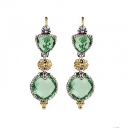 Sterling Silver & 18K Yellow Gold Green Amethyst Quartz Earrings