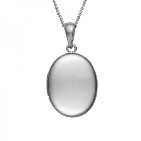 Silver Oval Plain Locket on 16