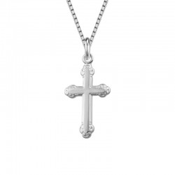 Silver Scroll Edge Cross Pendant on 18