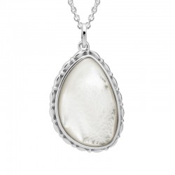SS Oval Mother Of Pearl Pendant Necklace