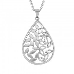 SS Teardrop Leaf Pattern Pendant